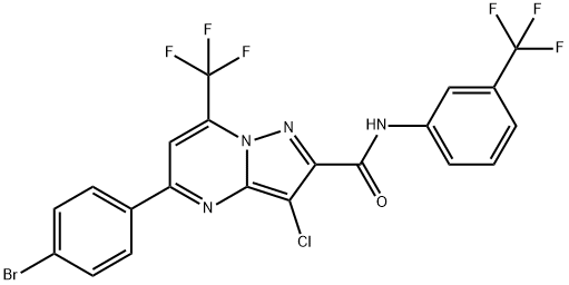 5-(4-bromophenyl)-3-chloro-7-(trifluoromethyl)-N-[3-(trifluoromethyl)phenyl]pyrazolo[1,5-a]pyrimidine-2-carboxamide Struktur