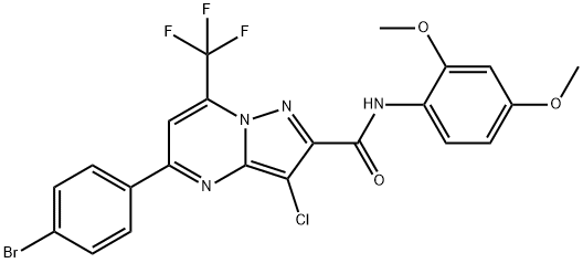 5-(4-bromophenyl)-3-chloro-N-(2,4-dimethoxyphenyl)-7-(trifluoromethyl)pyrazolo[1,5-a]pyrimidine-2-carboxamide Struktur