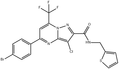 5-(4-bromophenyl)-3-chloro-N-(2-thienylmethyl)-7-(trifluoromethyl)pyrazolo[1,5-a]pyrimidine-2-carboxamide Struktur