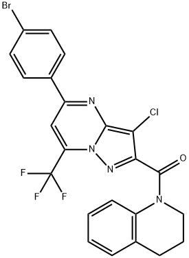 1-{[5-(4-bromophenyl)-3-chloro-7-(trifluoromethyl)pyrazolo[1,5-a]pyrimidin-2-yl]carbonyl}-1,2,3,4-tetrahydroquinoline Struktur