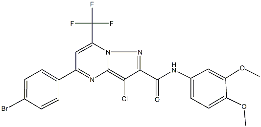 5-(4-bromophenyl)-3-chloro-N-(3,4-dimethoxyphenyl)-7-(trifluoromethyl)pyrazolo[1,5-a]pyrimidine-2-carboxamide Struktur