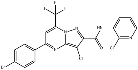 5-(4-bromophenyl)-3-chloro-N-(2-chloro-3-pyridinyl)-7-(trifluoromethyl)pyrazolo[1,5-a]pyrimidine-2-carboxamide Struktur