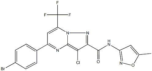 5-(4-bromophenyl)-3-chloro-N-(5-methyl-3-isoxazolyl)-7-(trifluoromethyl)pyrazolo[1,5-a]pyrimidine-2-carboxamide Struktur