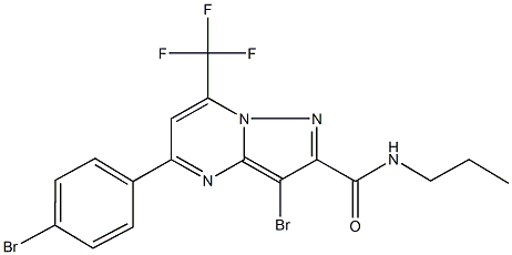 3-bromo-5-(4-bromophenyl)-N-propyl-7-(trifluoromethyl)pyrazolo[1,5-a]pyrimidine-2-carboxamide Struktur