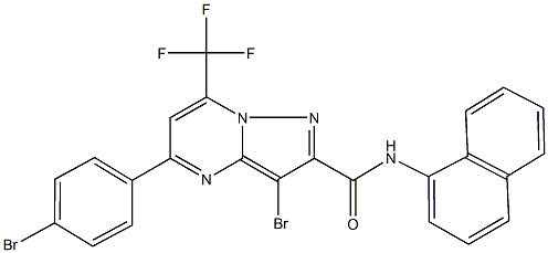 3-bromo-5-(4-bromophenyl)-N-(1-naphthyl)-7-(trifluoromethyl)pyrazolo[1,5-a]pyrimidine-2-carboxamide Struktur