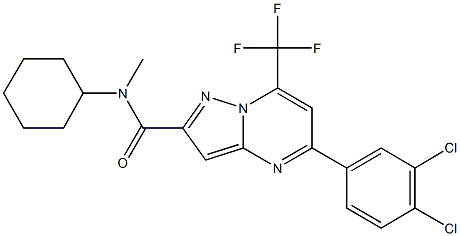 N-cyclohexyl-5-(3,4-dichlorophenyl)-N-methyl-7-(trifluoromethyl)pyrazolo[1,5-a]pyrimidine-2-carboxamide Struktur