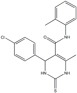 4-(4-chlorophenyl)-6-methyl-N-(2-methylphenyl)-2-thioxo-1,2,3,4-tetrahydro-5-pyrimidinecarboxamide Struktur