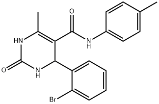 4-(2-bromophenyl)-6-methyl-N-(4-methylphenyl)-2-oxo-1,2,3,4-tetrahydro-5-pyrimidinecarboxamide Struktur