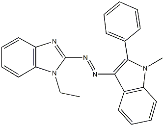 1-ethyl-2-[(1-methyl-2-phenyl-1H-indol-3-yl)diazenyl]-1H-benzimidazole Struktur