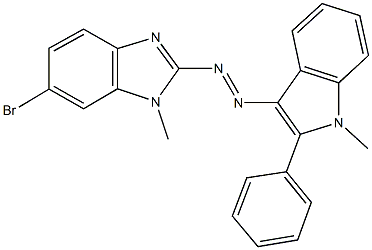 6-bromo-1-methyl-2-[(1-methyl-2-phenyl-1H-indol-3-yl)diazenyl]-1H-benzimidazole Struktur