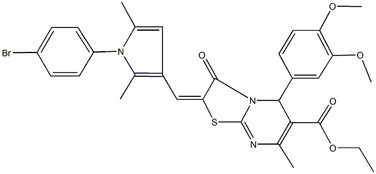 ethyl 2-{[1-(4-bromophenyl)-2,5-dimethyl-1H-pyrrol-3-yl]methylene}-5-(3,4-dimethoxyphenyl)-7-methyl-3-oxo-2,3-dihydro-5H-[1,3]thiazolo[3,2-a]pyrimidine-6-carboxylate Struktur