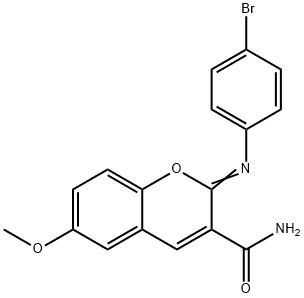 2-[(4-bromophenyl)imino]-6-methoxy-2H-chromene-3-carboxamide Struktur