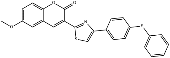 6-methoxy-3-{4-[4-(phenylsulfanyl)phenyl]-1,3-thiazol-2-yl}-2H-chromen-2-one Struktur