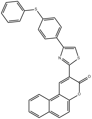 2-{4-[4-(phenylsulfanyl)phenyl]-1,3-thiazol-2-yl}-3H-benzo[f]chromen-3-one Struktur