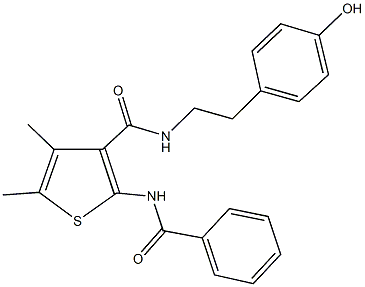 2-(benzoylamino)-N-[2-(4-hydroxyphenyl)ethyl]-4,5-dimethyl-3-thiophenecarboxamide Struktur