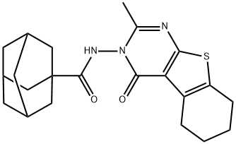 N-(2-methyl-4-oxo-5,6,7,8-tetrahydro[1]benzothieno[2,3-d]pyrimidin-3(4H)-yl)-1-adamantanecarboxamide Struktur