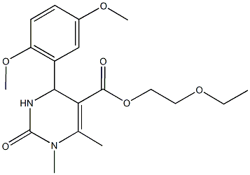 2-ethoxyethyl 4-(2,5-dimethoxyphenyl)-1,6-dimethyl-2-oxo-1,2,3,4-tetrahydro-5-pyrimidinecarboxylate Struktur