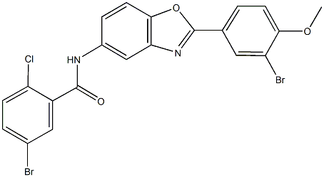 5-bromo-N-[2-(3-bromo-4-methoxyphenyl)-1,3-benzoxazol-5-yl]-2-chlorobenzamide Struktur