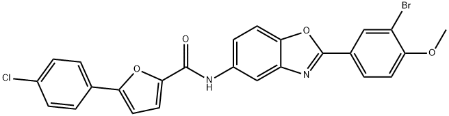 N-[2-(3-bromo-4-methoxyphenyl)-1,3-benzoxazol-5-yl]-5-(4-chlorophenyl)-2-furamide Struktur