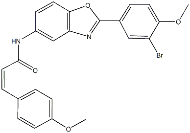 N-[2-(3-bromo-4-methoxyphenyl)-1,3-benzoxazol-5-yl]-3-(4-methoxyphenyl)acrylamide Struktur