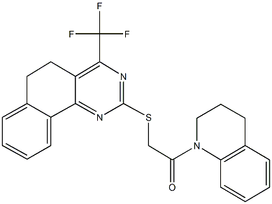 2-(3,4-dihydro-1(2H)-quinolinyl)-2-oxoethyl 4-(trifluoromethyl)-5,6-dihydrobenzo[h]quinazolin-2-yl sulfide Struktur