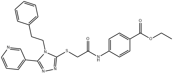 ethyl 4-[({[4-(2-phenylethyl)-5-(3-pyridinyl)-4H-1,2,4-triazol-3-yl]sulfanyl}acetyl)amino]benzoate Struktur