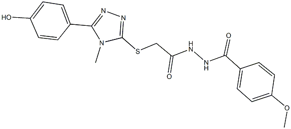 2-{[5-(4-hydroxyphenyl)-4-methyl-4H-1,2,4-triazol-3-yl]sulfanyl}-N'-(4-methoxybenzoyl)acetohydrazide Struktur