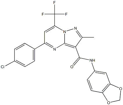 N-(1,3-benzodioxol-5-yl)-5-(4-chlorophenyl)-2-methyl-7-(trifluoromethyl)pyrazolo[1,5-a]pyrimidine-3-carboxamide Struktur