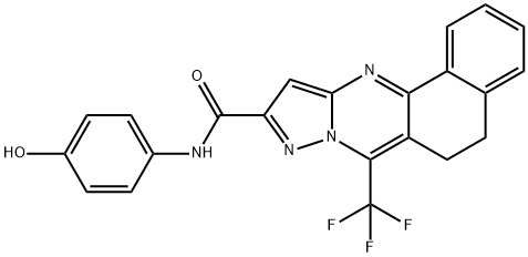 N-(4-hydroxyphenyl)-7-(trifluoromethyl)-5,6-dihydrobenzo[h]pyrazolo[5,1-b]quinazoline-10-carboxamide Struktur