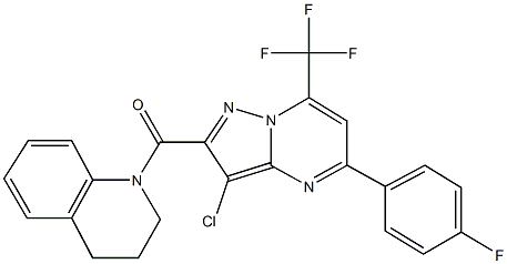 1-{[3-chloro-5-(4-fluorophenyl)-7-(trifluoromethyl)pyrazolo[1,5-a]pyrimidin-2-yl]carbonyl}-1,2,3,4-tetrahydroquinoline Struktur