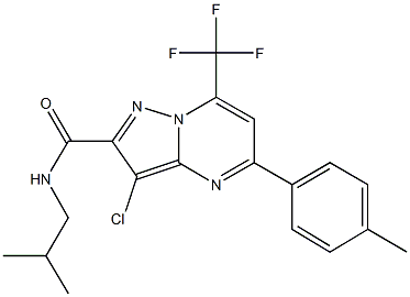 3-chloro-N-isobutyl-5-(4-methylphenyl)-7-(trifluoromethyl)pyrazolo[1,5-a]pyrimidine-2-carboxamide Struktur