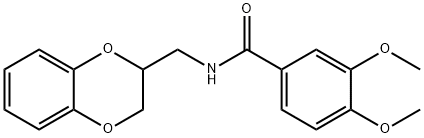 N-(2,3-dihydro-1,4-benzodioxin-2-ylmethyl)-3,4-dimethoxybenzamide Struktur