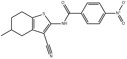 N-(3-cyano-5-methyl-4,5,6,7-tetrahydro-1-benzothien-2-yl)-4-nitrobenzamide Struktur