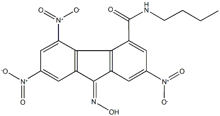 N-butyl-9-(hydroxyimino)-2,5,7-trisnitro-9H-fluorene-4-carboxamide Struktur