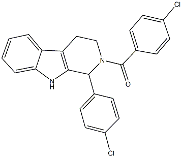 2-(4-chlorobenzoyl)-1-(4-chlorophenyl)-2,3,4,9-tetrahydro-1H-beta-carboline Struktur