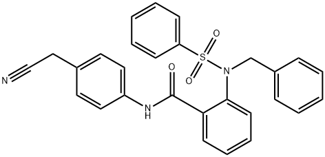 2-[benzyl(phenylsulfonyl)amino]-N-[4-(cyanomethyl)phenyl]benzamide Struktur