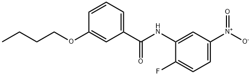 3-butoxy-N-{2-fluoro-5-nitrophenyl}benzamide Struktur