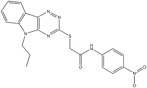 N-{4-nitrophenyl}-2-[(5-propyl-5H-[1,2,4]triazino[5,6-b]indol-3-yl)sulfanyl]acetamide Struktur