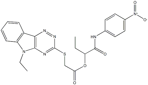 1-({4-nitroanilino}carbonyl)propyl [(5-ethyl-5H-[1,2,4]triazino[5,6-b]indol-3-yl)sulfanyl]acetate Struktur