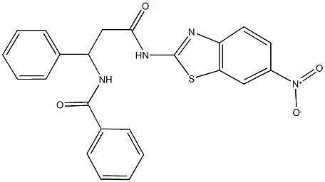 N-[3-({6-nitro-1,3-benzothiazol-2-yl}amino)-3-oxo-1-phenylpropyl]benzamide Struktur