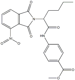 methyl 4-[(2-{4-nitro-1,3-dioxo-1,3-dihydro-2H-isoindol-2-yl}hexanoyl)amino]benzoate Struktur