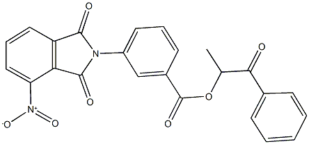 1-methyl-2-oxo-2-phenylethyl 3-{4-nitro-1,3-dioxo-1,3-dihydro-2H-isoindol-2-yl}benzoate Struktur