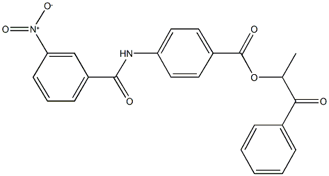 1-methyl-2-oxo-2-phenylethyl 4-({3-nitrobenzoyl}amino)benzoate Struktur