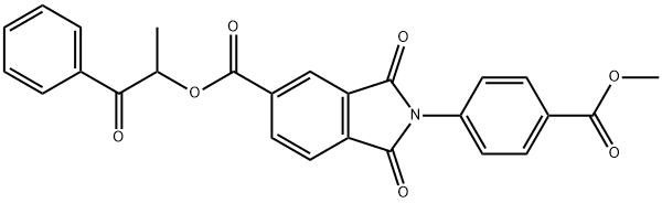 1-methyl-2-oxo-2-phenylethyl 2-[4-(methoxycarbonyl)phenyl]-1,3-dioxo-5-isoindolinecarboxylate Struktur