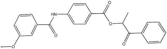 1-methyl-2-oxo-2-phenylethyl 4-[(3-methoxybenzoyl)amino]benzoate Struktur