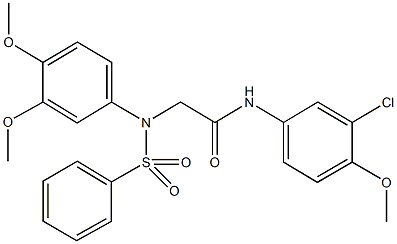 N-(3-chloro-4-methoxyphenyl)-2-[3,4-dimethoxy(phenylsulfonyl)anilino]acetamide Struktur