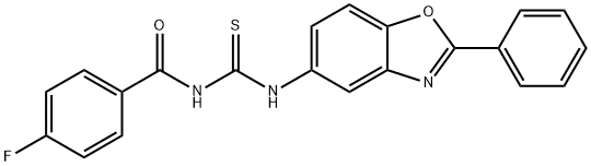 N-(4-fluorobenzoyl)-N'-(2-phenyl-1,3-benzoxazol-5-yl)thiourea Struktur