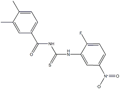 N-(3,4-dimethylbenzoyl)-N'-{2-fluoro-5-nitrophenyl}thiourea Struktur