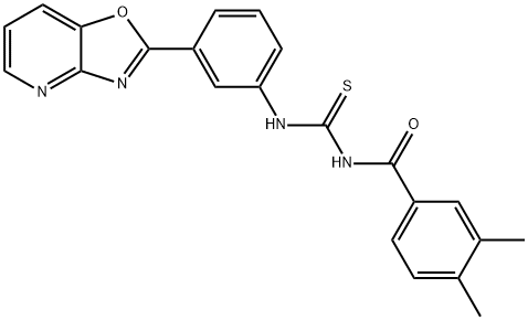 N-(3,4-dimethylbenzoyl)-N'-(3-[1,3]oxazolo[4,5-b]pyridin-2-ylphenyl)thiourea Struktur