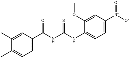 N-(3,4-dimethylbenzoyl)-N'-{4-nitro-2-methoxyphenyl}thiourea Struktur